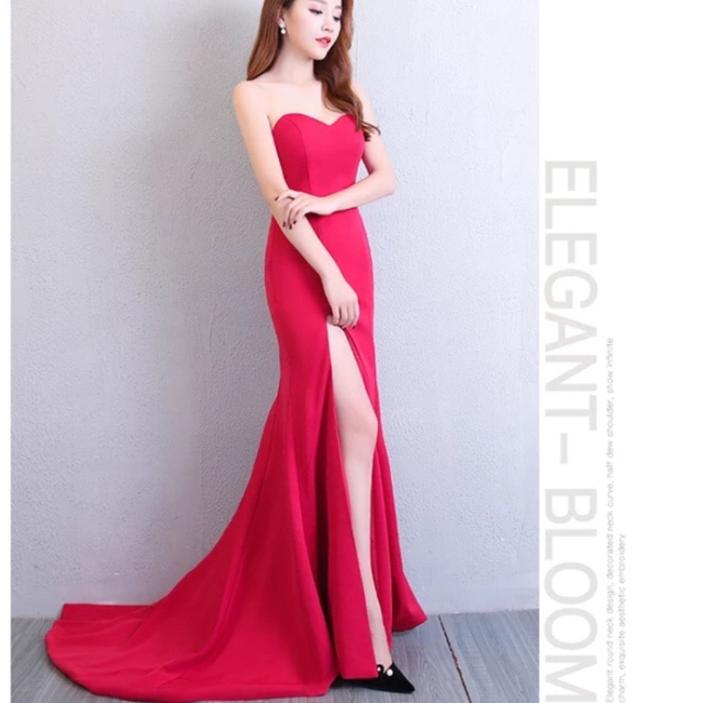 Rose sweetheart high slit gown